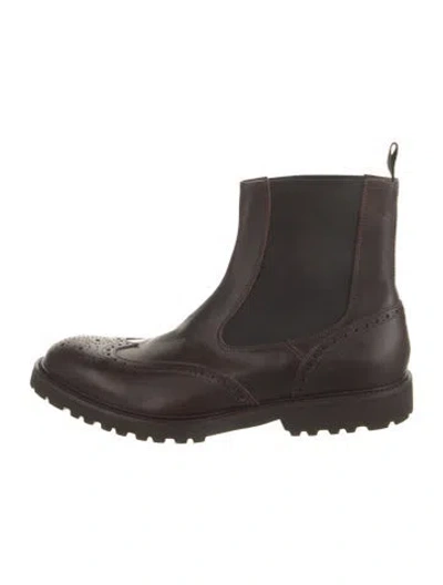 Pre-owned Eleventy Suede Chelsea Boots In Brown
