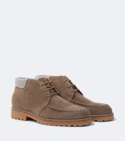 Eleventy Suede Desert Boots In Brown