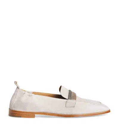 Eleventy Suede Embellished Moccasins