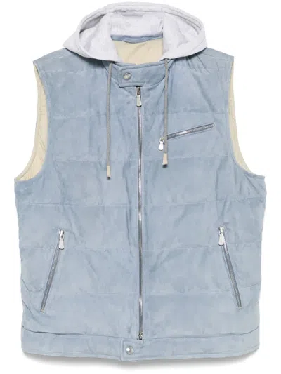 Eleventy Suede Gilet In 蓝色