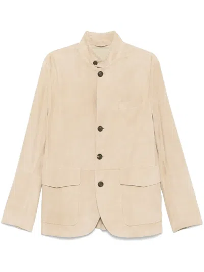 Eleventy Suede Jacket In 中性色