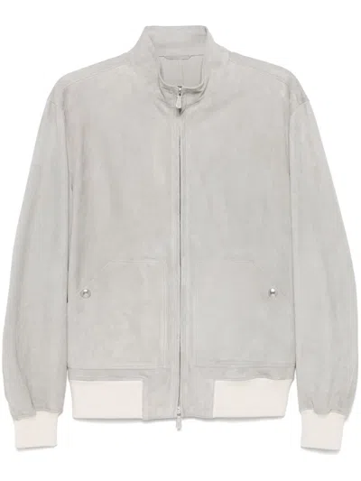 Eleventy Suede Jacket In Grey