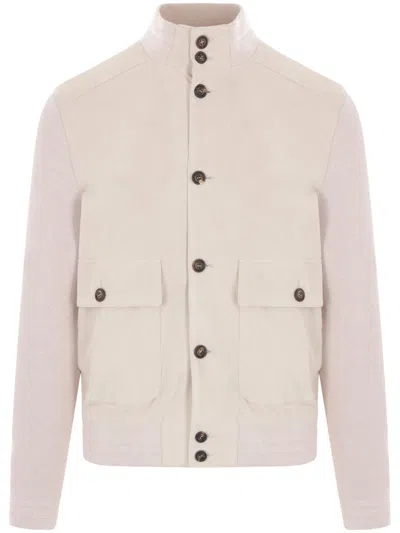 Eleventy Suede Jacket In Neutrals
