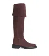 Eleventy Suede Knee-high Boots In Burgundy