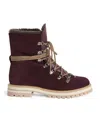 Eleventy Suede Laced Ankle Boots In Burgundy