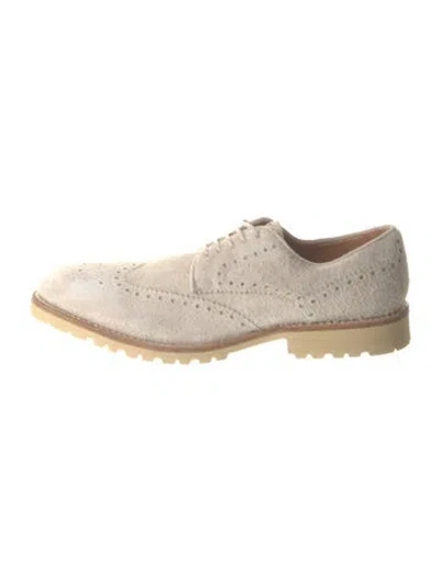 Pre-owned Eleventy Suede Lasercut Accents Brogues In Neutral