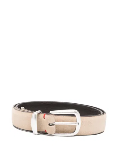 Eleventy Suede-leather Buckle Belt In Brown