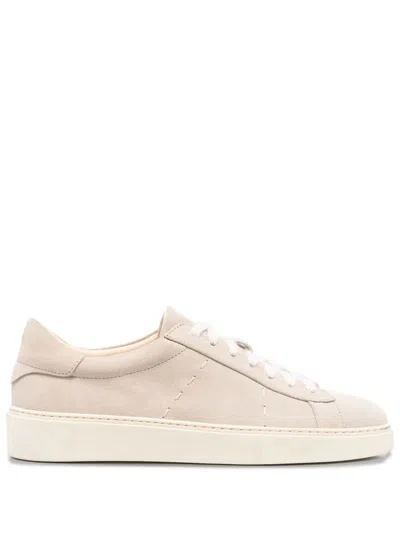Eleventy Suede Leather Sneaker In Beige