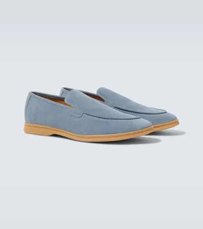 Eleventy Suede Loafers In Blue