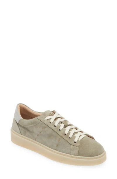 Eleventy Suede Low Top Trainer In Military Green