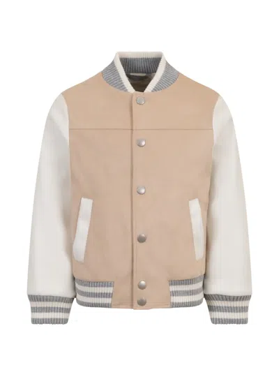 Eleventy Kids' Suede Panel Jacket In Brown