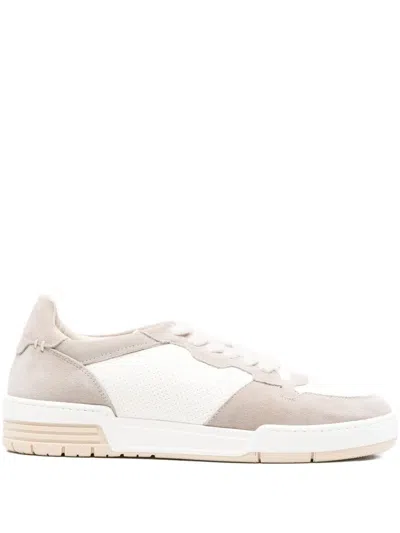 Eleventy Suede Panelled Sneakers In White