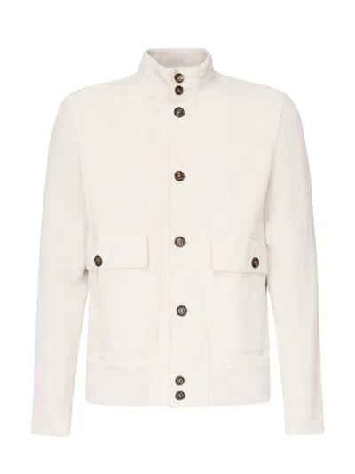 Eleventy Suede Sand Jacket With Pockets In Beige