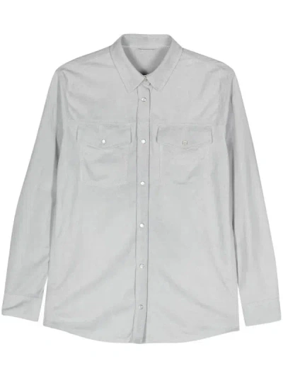 Eleventy Suede Shirt In Gray