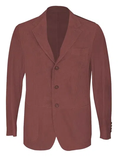Eleventy Suede Single-breasted Blazer In Brown