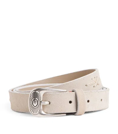 Eleventy Suede Western Belt In Neutral