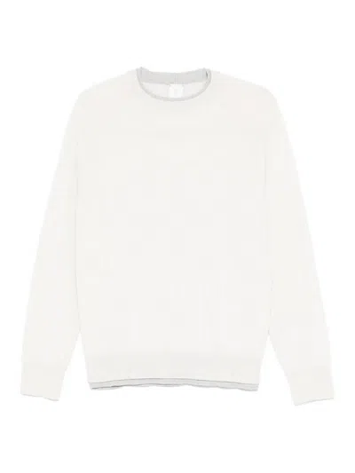 Eleventy Round Neck Sweater Sand And Lt Gray In White