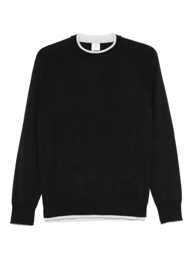 Eleventy Round Neck Sweater Gray And Sand In Black