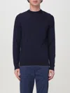 Eleventy Timeless Crewneck Sweater With Ribbed Details In Blau