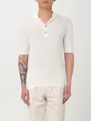 Eleventy Textured Cotton Polo With Ribbed Collar In White