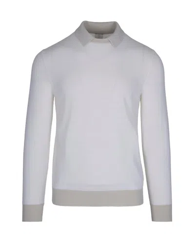 Eleventy Maglia In Lana Vergine Ivory In Multi
