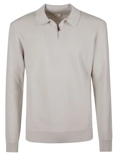 Eleventy Half Zip Polo Neck Sweater In Neutral