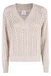 Eleventy Openwork V-neck Sweater In Neutral