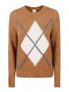Eleventy Argyle Knitted Sweater In Brown