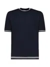 Eleventy Blue Knit T Shirt With Contrasting Details