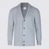 Eleventy Ribbed Texture Shawl Collar Long Sleeves In Blue
