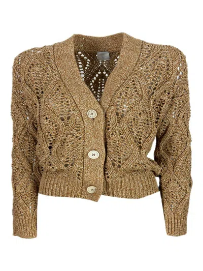 Eleventy Long-sleeve Knitted Cardigan In Brown