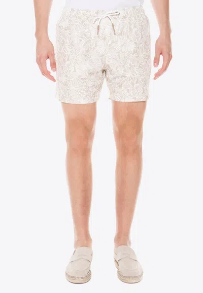 Eleventy Geometric-pattern Beach Shorts In Neutral