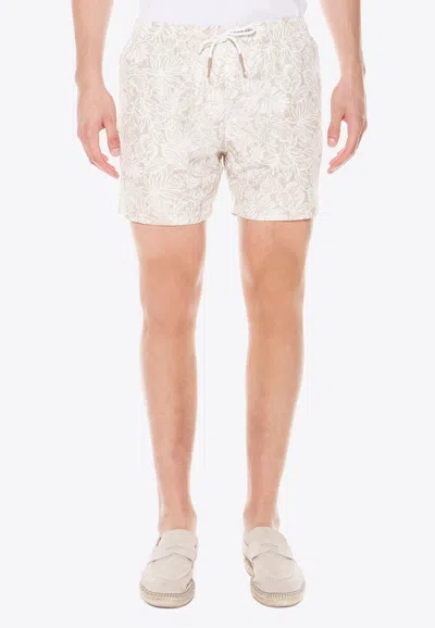 ELEVENTY SWIM SHORTS WITH FLORAL-PRINT