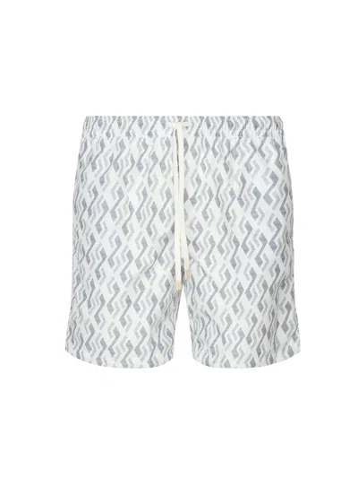 Eleventy Swimming Costume With Geometric Print In White