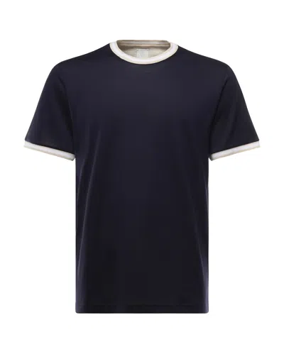 Eleventy T-shirt With Contrasting Details In Blue