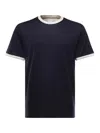 Eleventy Men Black Crewneck T-shirt With Layered Collar In Cotton Man In Black