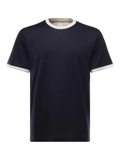 Eleventy T-shirt With Contrasting Details In Black