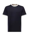 Eleventy Men Black Crewneck T-shirt With Layered Collar In Cotton Man In Black