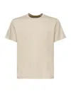 Eleventy Mens Sand And Lt. Gray Double-layered Crewneck Cotton T-shirt Xxl