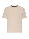 Eleventy Mens Sand And Lt. Gray Double-layered Crewneck Cotton T-shirt Xxl
