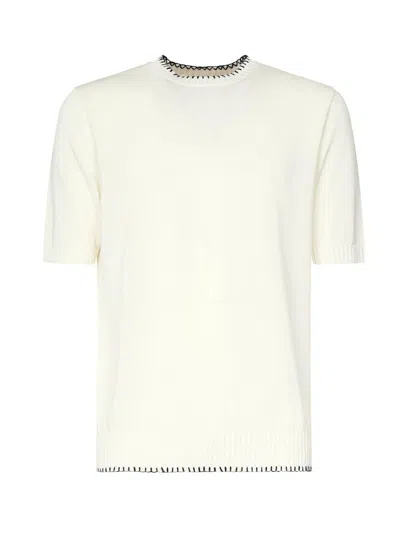 Eleventy Ribbed Accents Knitted T-shirt In White