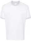 Eleventy Striped-edge T-shirt In Bianco Grigio Chiaro Sabbia