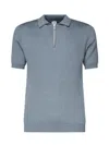 Eleventy Wool Polo Zip Collar In Blue