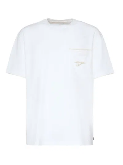 Eleventy White Cotton T Shirt With Embroidery