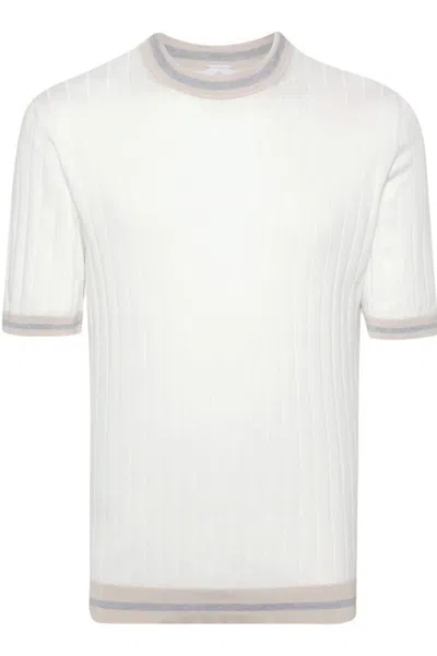 Eleventy Knitted Short-sleeve Jumper In Bianco Neutri