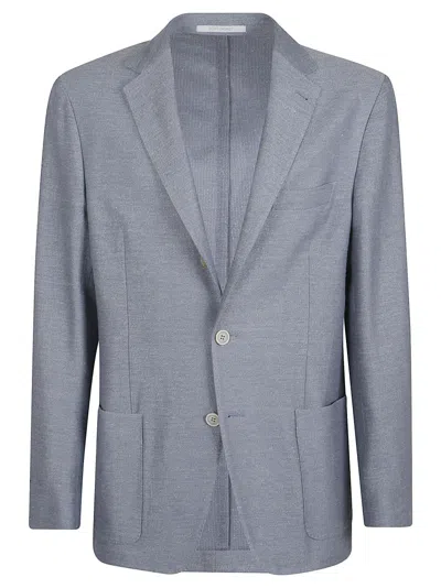 Eleventy Tailored Blue Cotton Jacket With Notch Lapel