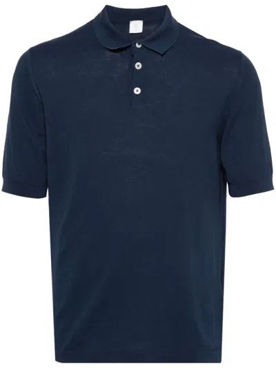ELEVENTY TAILORED BLUE POLO WITH TRADITIONAL COLLAR AND THREE-BUTTON PLACKET