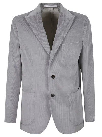 Eleventy Tailored Grey Blazer With Subtle Pinstripe Design In Gray