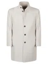 Eleventy Single-breasted Coat With Mandarin Collar And Button Closure In White