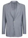 Eleventy Tailored Blue Cotton Jacket With Notch Lapel In Grey